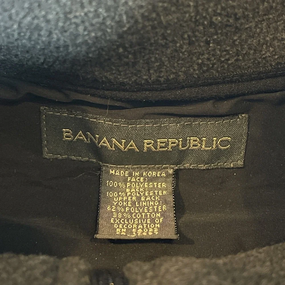 Banana Republic‎ Men's Black Jacket Thick Fleece Grey Gray Size XL Full Zip #672